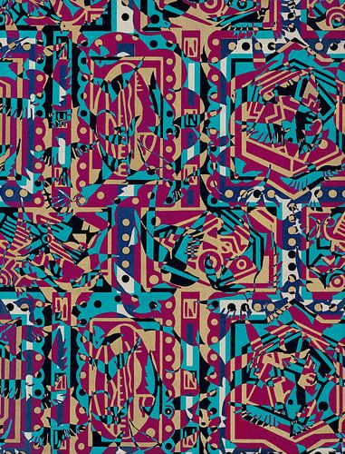 Pigeons and cubist shapes pattern