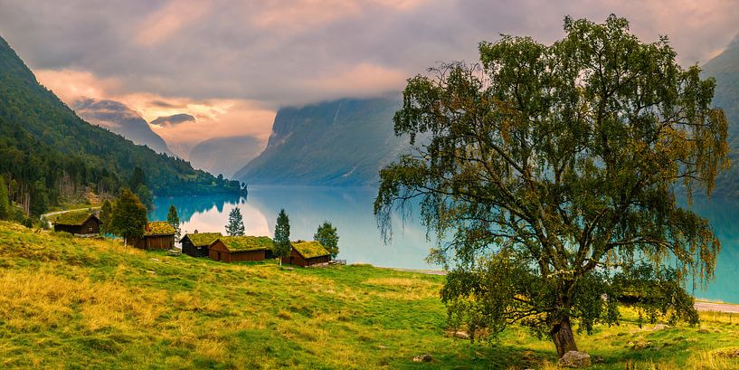 Anciennes fermes à Lovatnet, Norvège par Henk Meijer Photography