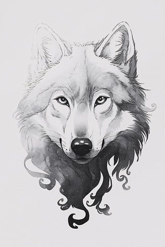 Wolf met vloeiende krullen