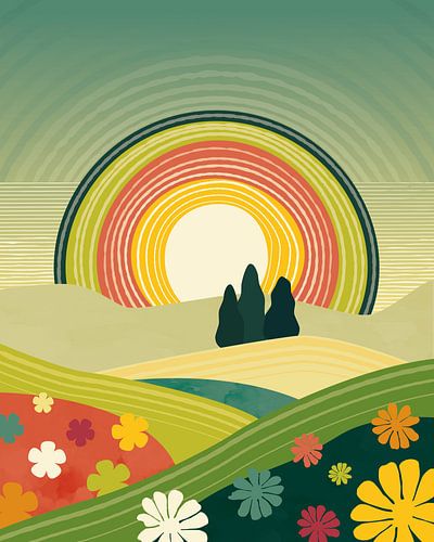 Bloemen in de zomer modern landschap van Tanja Udelhofen