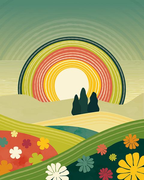 Bloemen in de zomer modern landschap