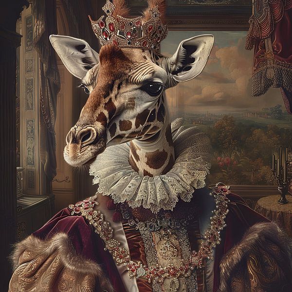 Giraffe in koninklijke barokstijl van Poster Art Shop