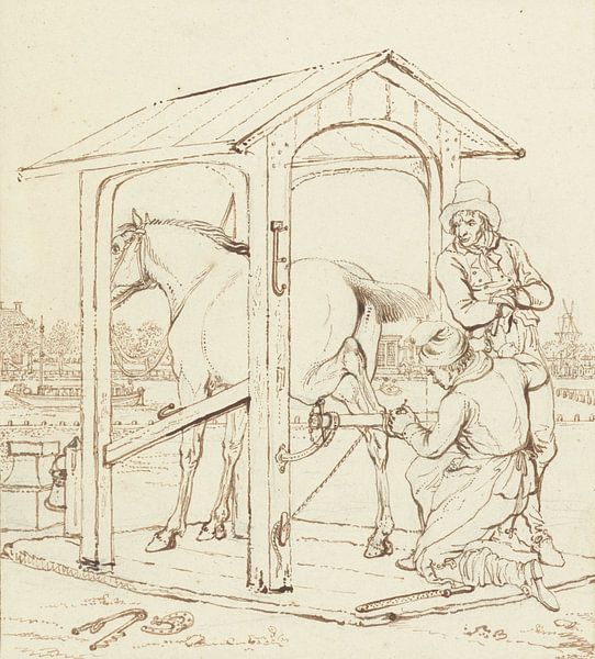 Shoeing a horse, Johannes Vinkeles by Masterful Masters