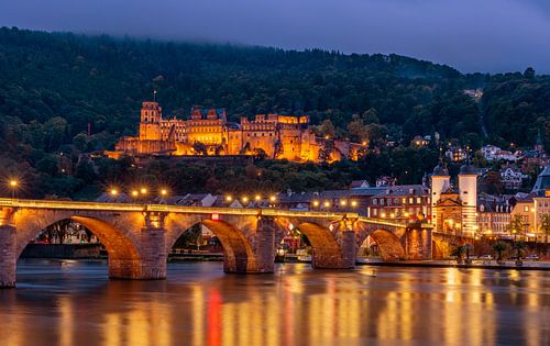 Heidelberg in de avond, Duitsland