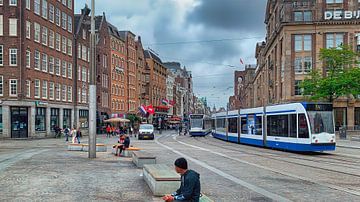 Tram in Amsterdam van Digital Art Nederland