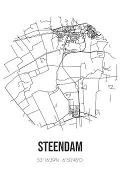 Steendam (Groningen) | Landkaart | Zwart-wit van Stad & Wand