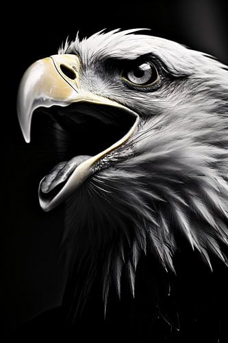 Minimalistisches Vogel Portrait in Schwarz-Weiß