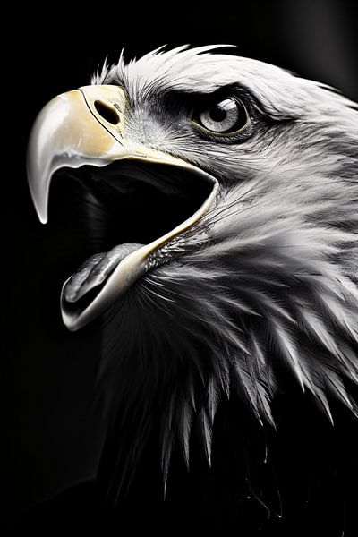 Portrait d'oiseau minimaliste en noir et blanc par Thilo Wagner