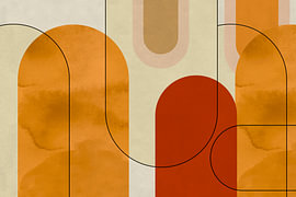 Moderne abstracte vormen in oker en beige