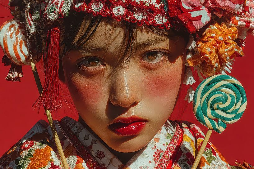 Une femme japonaise pittoresque regarde l'appareil photo par Egon Zitter