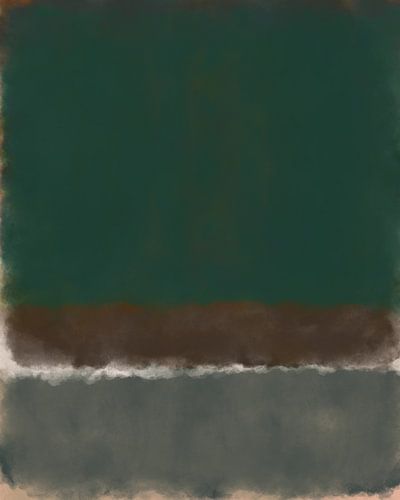 Groen, bruin, grijs. Kleurenveldschilderij geïnspireerd door Mark Rothko.