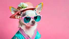 Chihuahua with hat and glasses