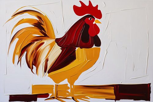 Kleurrijke abstracte haan op canvas