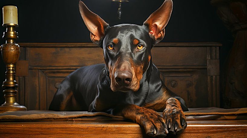 Portrait d'un chien Dobermann noir par Animaflora PicsStock