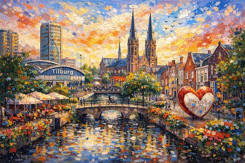 Tilburg in Nederland schilderij.