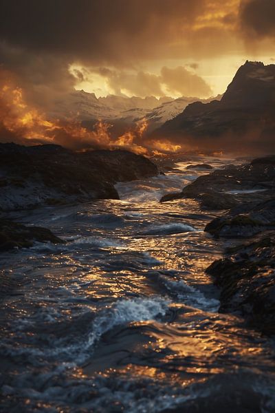 Aufstieg im Morgendunst von fernlichtsicht