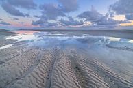 Low tide at the beach of Westerschouwen on Schouwen Duivenland in Zeeland. The clouds reflect in the by Bas Meelker thumbnail