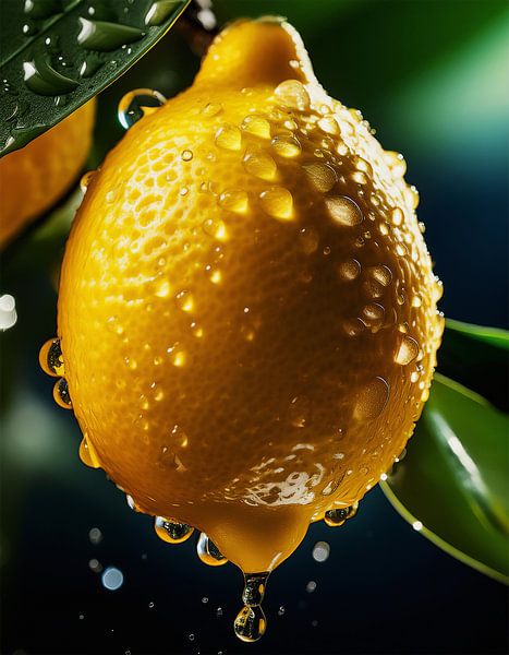 Detailed close-up of a fresh lemon by Mustafa Kurnaz