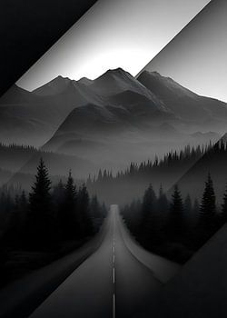 Road in the shadow of the mountains