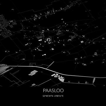 Zwart-witte landkaart van Paasloo, Overijssel. van Rezona