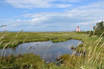 A small lighthouse on the riverbank by Claude Laprise