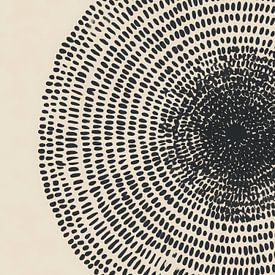 Abstract black-and-white artwork with organic circle pattern on beige background by But First Framing