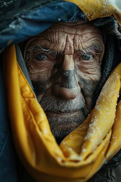 Portrait de l'IA aux couleurs du drapeau ukrainien sur Egon Zitter