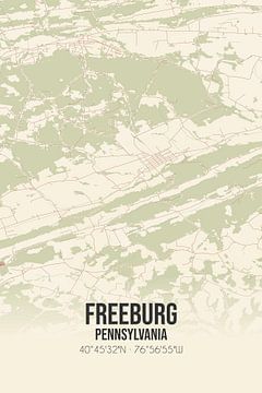Vintage landkaart van Freeburg (Pennsylvania), USA. van MijnStadsPoster