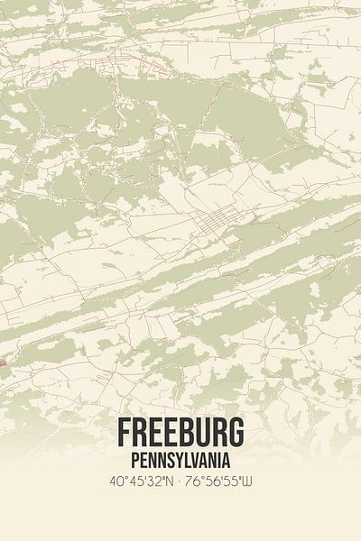 Vintage map of Freeburg (Pennsylvania), USA. by Prints of Place