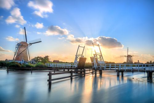 Kinderdijk windmills in the evening UNESCO