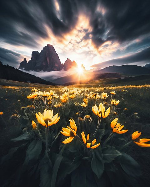 Een ochtend in de Dolomieten van fernlichtsicht