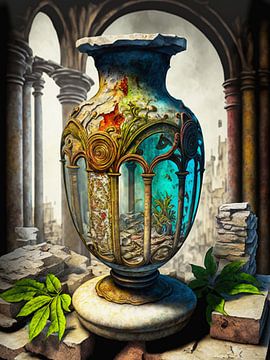 Vaas antieke tempel miniatuur wereld zuilen schoonheid fantasie van gm_designs