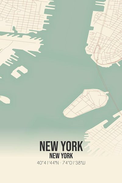 Alte Karte von New York (New York), USA. von Ortsdrucke