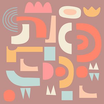 Happy shapes. Colorful retro collage in pastel colors. by Dina Dankers