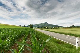 The Hegau volcanic landscape with the Hohenstoffel hills and fields