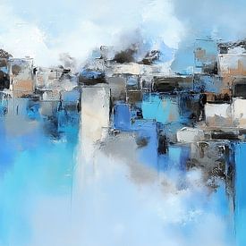 Modernes Wohnzimmer | Nebeliger Horizont Urban von Zen und Mehr