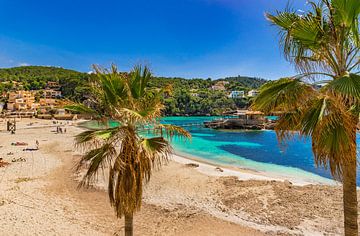 Zandstrand bij baai in Camp de Mar, Mallorca Spanje, Balearen van Alex Winter