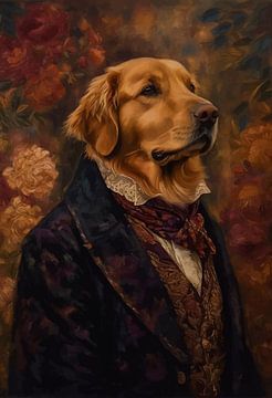 Golden Retriever Dog in Victorian Dress by MIROKKU
