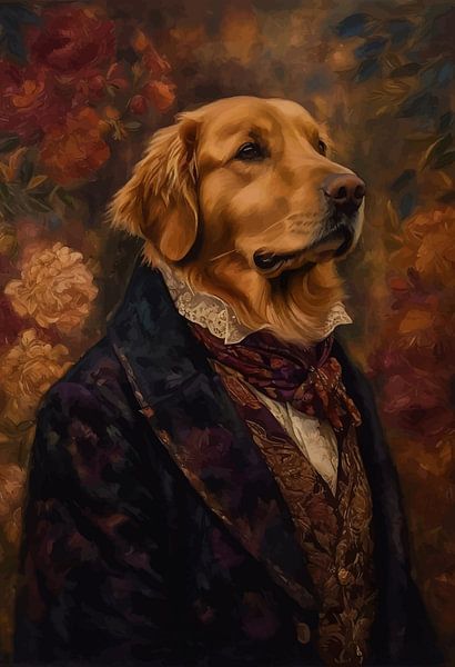 Golden Retriever Hund im viktorianischen Kleid von MIROKKU
