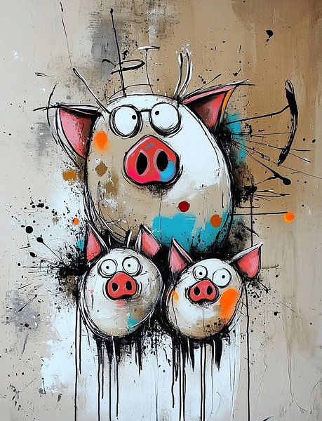 Cochon de famille par Peintures accrocheuses