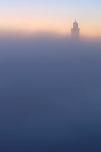 Tower of Lebuïnus Church Deventer in the mist