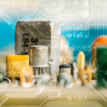 Circuit Board Series - Transistor and numbers - square