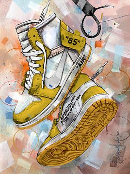 Nike air Jordan 1 Chicago Off White schilderij (geel) van Jos Hoppenbrouwers