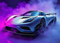 Zilver Koenigsegg Jesko - Neon Rookpaars Magenta