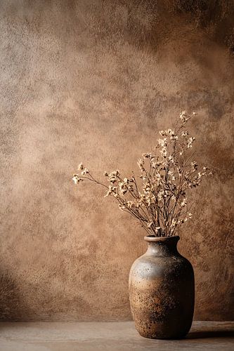 Rustieke vaas met droogbloemen