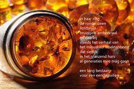 Barnsteen ring met poëzie by Bargo Kunst