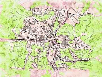 Kaart van Heidenheim an der Brenz in de stijl 'Soothing Spring' van Maporia