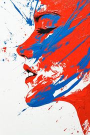 Kleurrijk portret in rood en blauw van Poster Art Shop