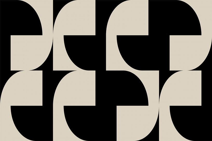Modern abstract minimalist geometric  retro shapes in black and white 4 by Dina Dankers