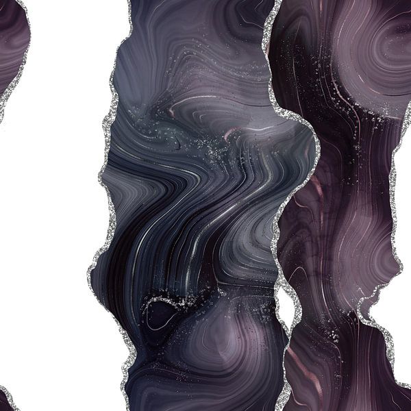 Zwart &amp; Zilver Glitter Agaat Textuur 06 van Aloke Design